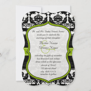 Invitation Apple Green Hearts Vintage Mariage damassé Invitat
