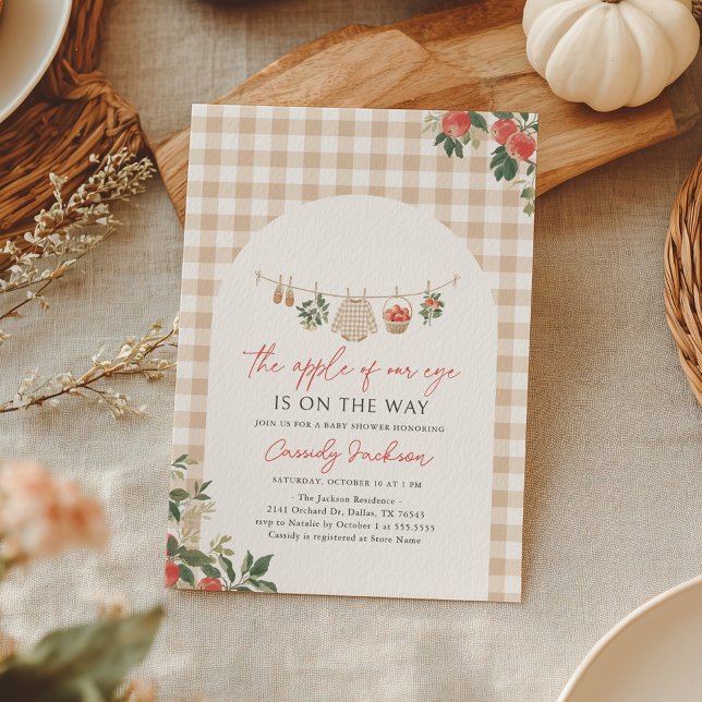 Invitation Apple of Our Eye Fall Gingham Baby Shower (Créateur téléchargé)