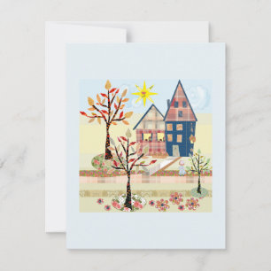 Invitation Applique, maisons, village