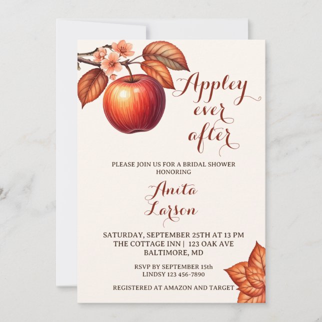 Invitation Appliquer toujours après la Fête des mariées d'aut (Devant)