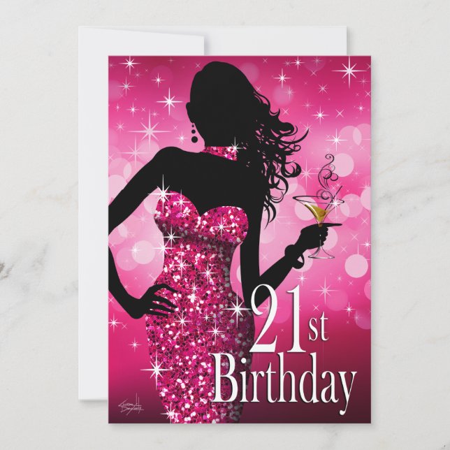 Invitation Apportez fuschia de l'anniversaire | d'étincelle (Devant)