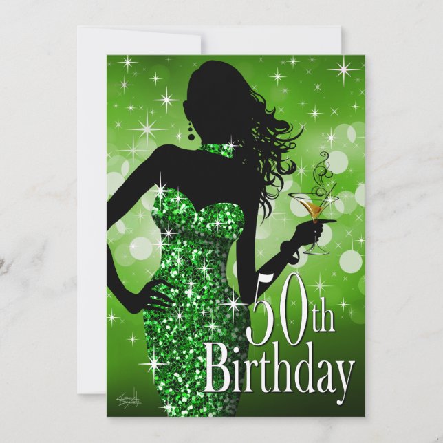 Invitation Apportez le vert de l'anniversaire | d'étincelle (Devant)