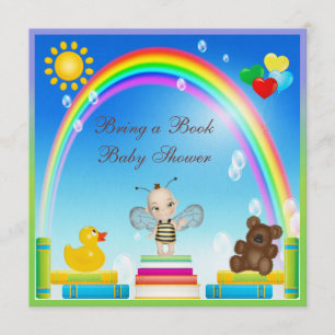 Invitation Apportez un baby shower d'abeille et d'arc-en-ciel