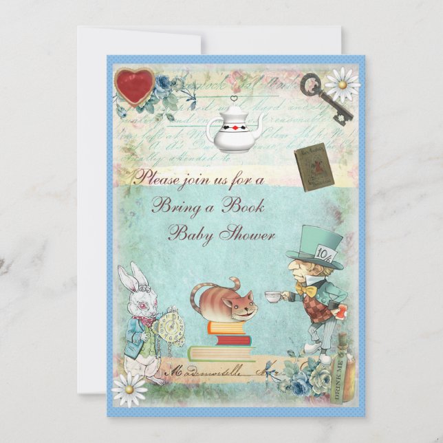 Invitation Apportez un Baby shower de chats de livres de hain (Devant)