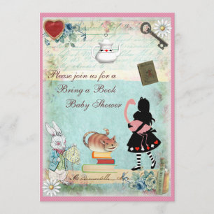 Invitation Apportez un Baby shower de livre Alice & Pink Flam