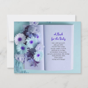Invitation APPORTEZ UN LIVRE Blue Rose Baby Boy Shower