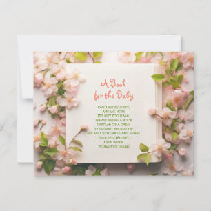 Invitation APPORTEZ UN LIVRE Peach Rose Rose Baby shower Card