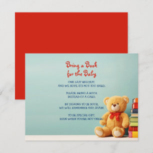 Invitation APPORTEZ UN LIVRE Teddy Bear Baby shower Card