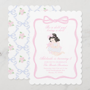 Invitation Apportez une poupée Anniversaire de la préppie gra