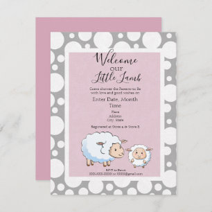 Invitation Approvisionnement en petite agneau rose, gris