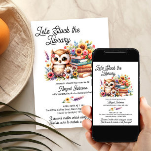 Invitation Approvisionner la bibliothèque Baby Shower Sage Hi