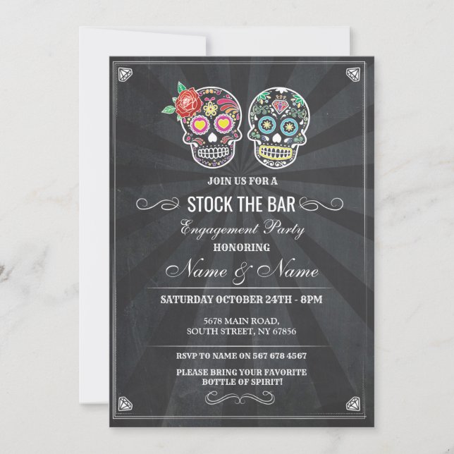 Invitation Approvisionnez le bar crânes de sucre Halloween In (Devant)
