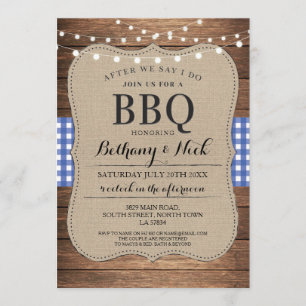 Invitation Après avoir dit que je fais BBQ Rustic Blue Lights
