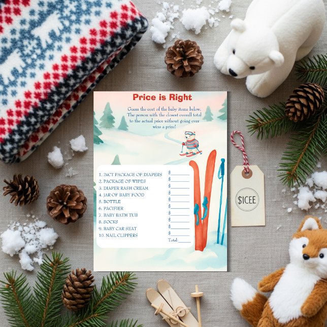 Invitation Après Bébé Ski Baby Price is Right Game card (Après Bébé Ski Baby Price is Right Game card)