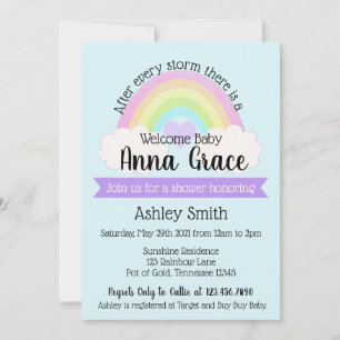 Invitation Après chaque tempête Il y a un Baby shower arc-en-