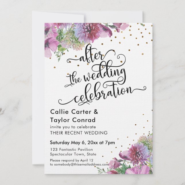Invitation Après la célébration de mariage Confetti Fleur de  (Devant)