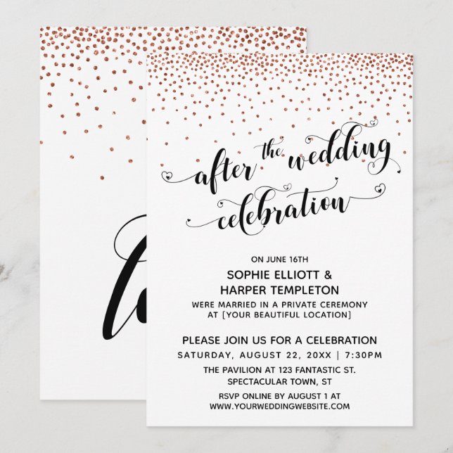 Invitation Après la célébration de mariage Confiture de cuivr (Devant / Derrière)