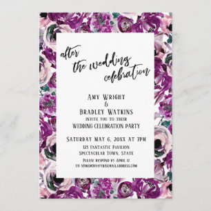 Invitation Après la célébration de mariage Fleurs peintes en 