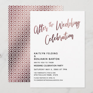 Invitation Après la célébration de mariage Réception Rose Gol