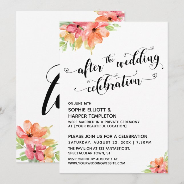 Invitation Après la fête des Mariages, les coeurs de la flora (Devant / Derrière)
