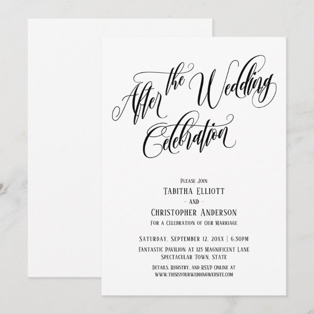 Invitation Après la fête du Mariage Elaborer le script (Devant / Derrière)