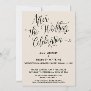 Invitation Après la fête du Mariage Elégant Script Cream