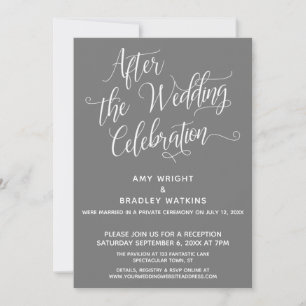 Invitation Après la fête Mariage Elégant gris foncé