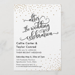 Invitation Après la fête Mariage Faux Gold Confetti