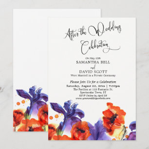 Invitation Après la fête Mariage Poppies rouges pourpres Iris
