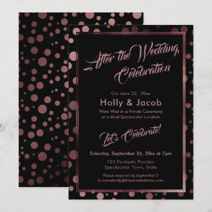Invitation Après la fête Mariage Rose bulles d'or