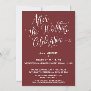 Invitation Après la fête Mariage Simple Bourgogne Rouge