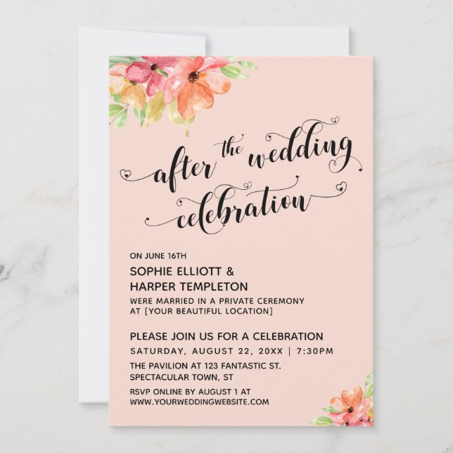 Invitation Après la florale de la fête Mariage (Devant)