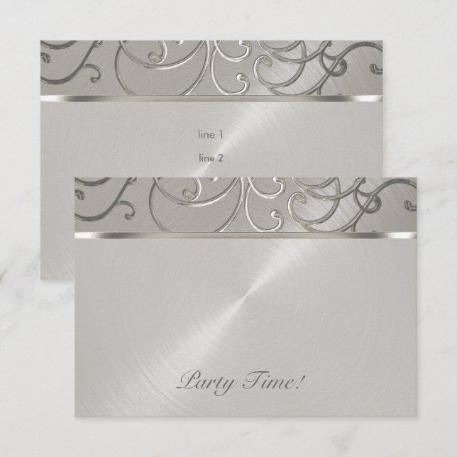 Invitation Après La Partie Élégante Toutes Les Flèches Silver (Devant / Derrière)