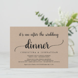 Invitation Après le dîner de mariage, Rustic Kraft Elopement