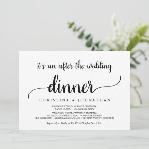Invitation Après le dîner mariage, Moderne Rustique Elopement