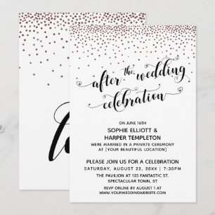Invitation Après le Mariage Celebration Rose Gold Confetti