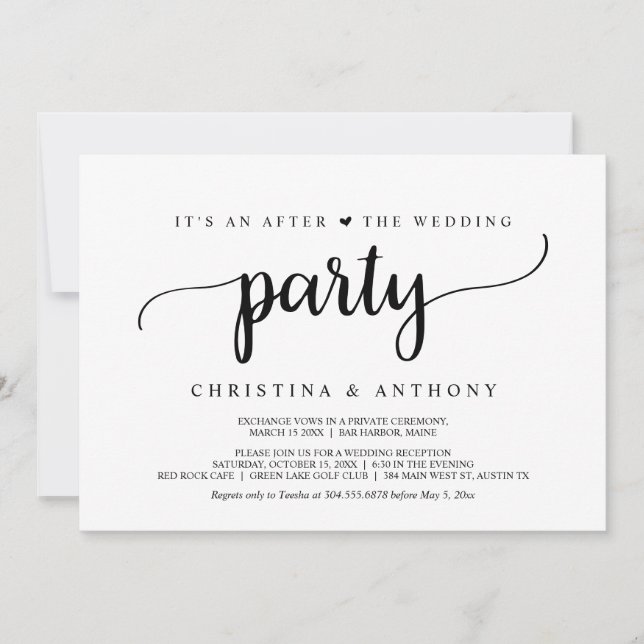 Invitation Après Le Mariage, Le Mariage Rustique Elopement (Devant)