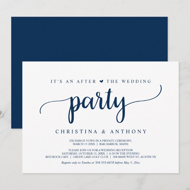 Invitation Après Le Mariage, Le Mariage Rustique Elopement (Devant / Derrière)