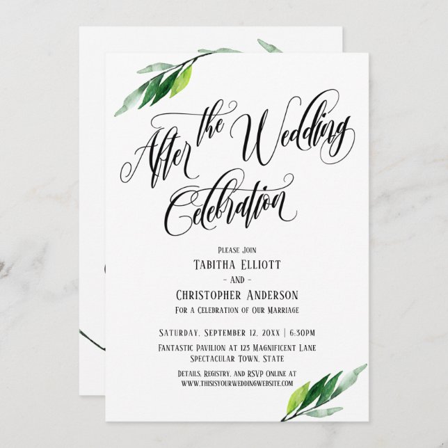 Invitation Après le scénario de la célébration de mariage et  (Devant / Derrière)