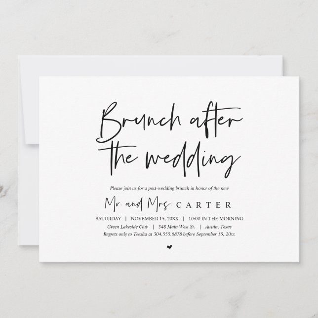 Invitation Après les mariages, Post mariage Brunch (Devant)