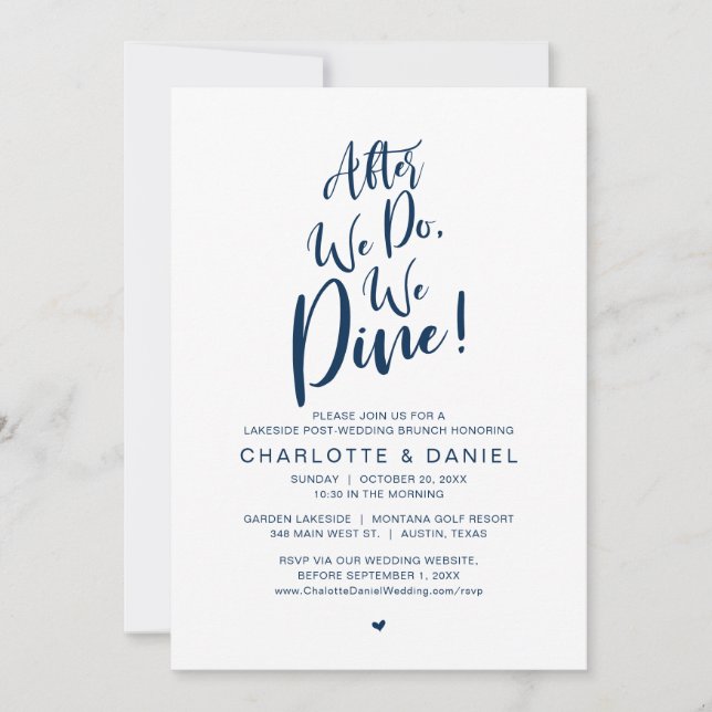 Invitation Après Nous, Nous Dînons, Post Mariage Brunch (Devant)