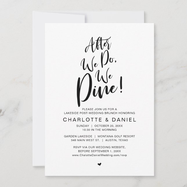 Invitation Après Nous, Nous Dînons, Post Mariage Brunch (Devant)