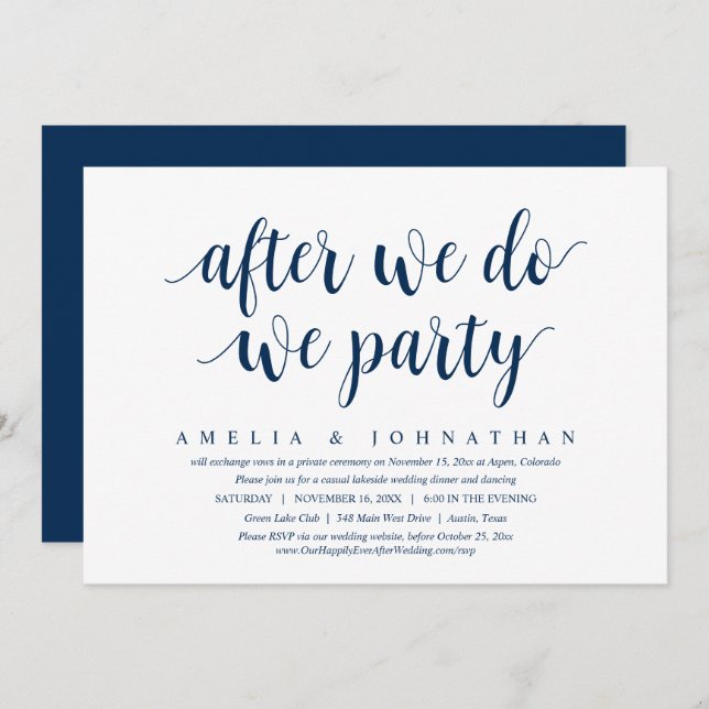 Invitation Après que nous ayons fait, nous faisons la fête, d (Devant / Derrière)