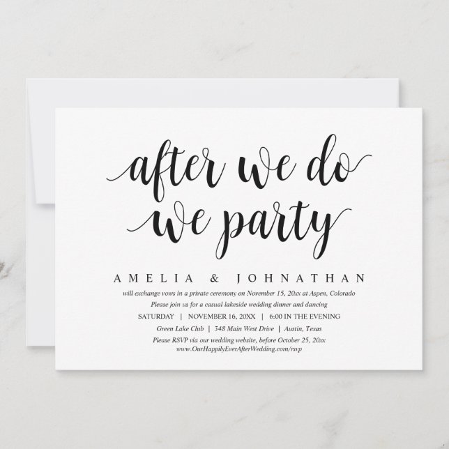 Invitation Après que nous ayons fait, nous faisons la fête, d (Devant)