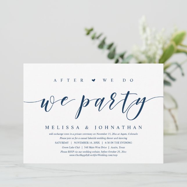 Invitation Après que nous le faisons, nous faisons la fête, d (Debout devant)