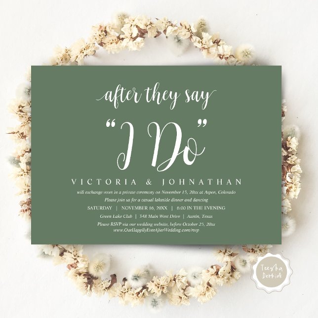 Invitation Après Qu'Ils Disent Je FAIS, Mariage Elopement Dîn (After They Say I DO, Wedding Elopement Dinner Invitation Card, PDF, Modern Rustic, in  Sage Green)