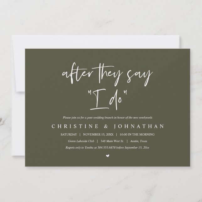 Invitation Après qu'ils disent que je FAIS, Post mariage Brun (Devant)