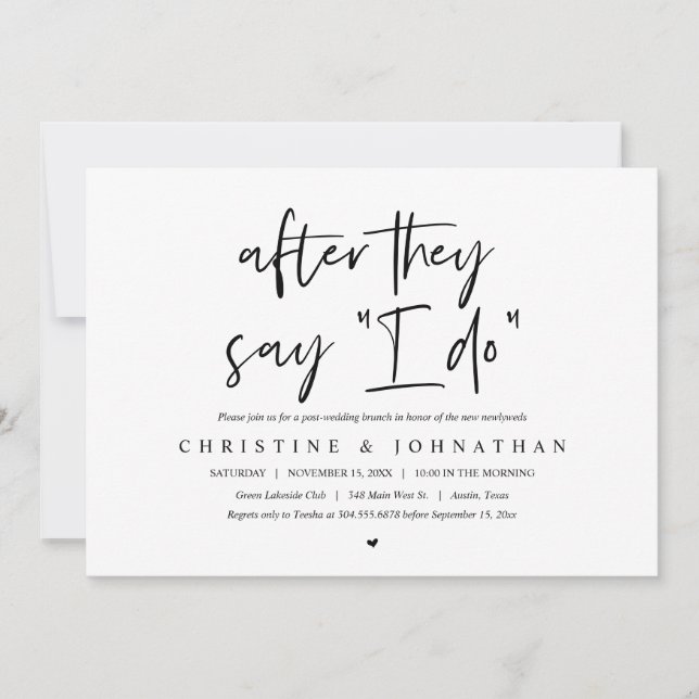 Invitation Après qu'ils disent que je FAIS, Post mariage Brun (Devant)