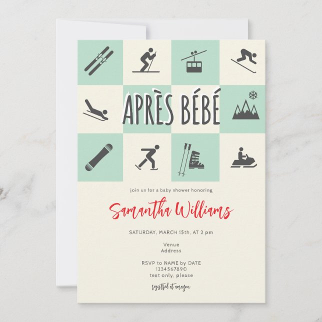 Invitation Apres Ski Apres Bebe Retro Chic Baby shower d'hive (Devant)