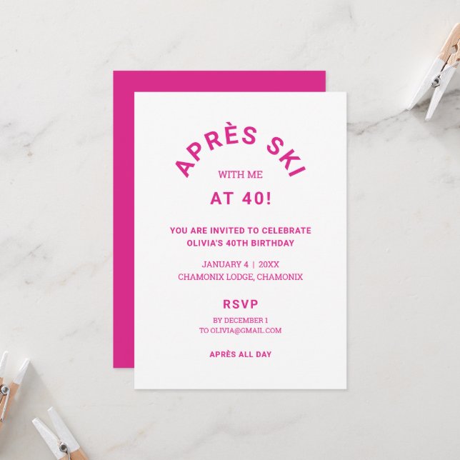 Invitation Après Ski Avec Moi À 40 Anniversaire Fête (Devant/Arrière en situation)